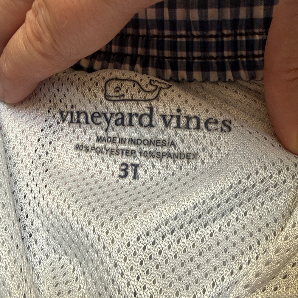 Vineyard Vines Navy Gingham Swim Shorts | 3T - Picture 5 of 7